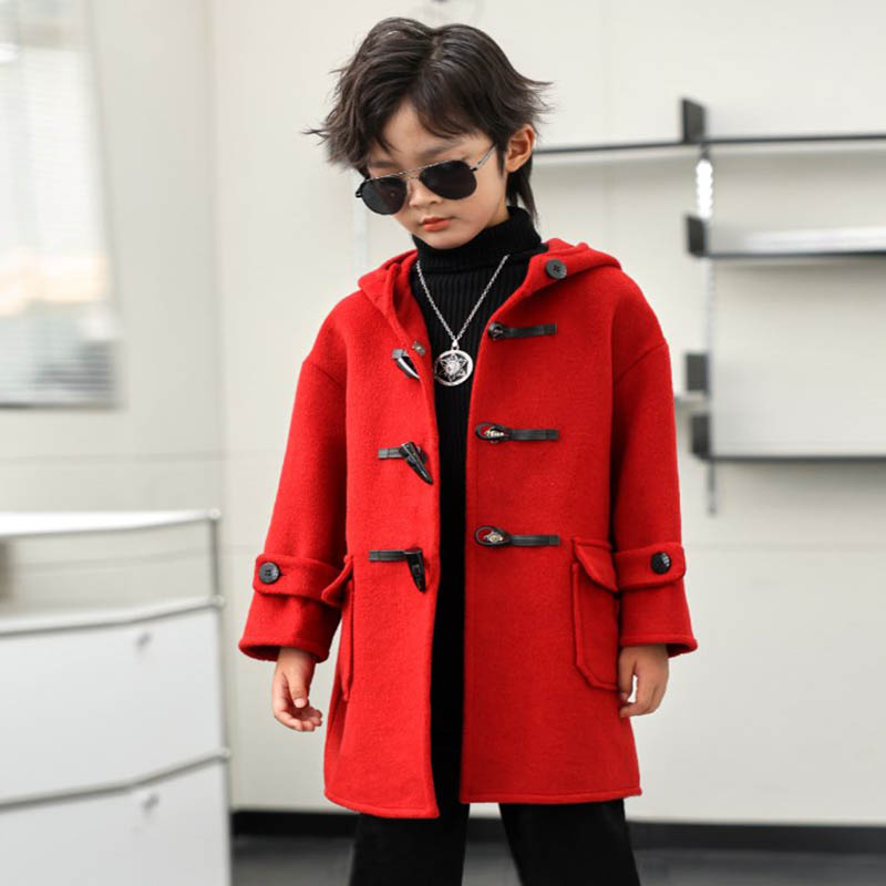 Kids Outdoor Jacket - Çocuk kış kırmızı yeşil yün ceket